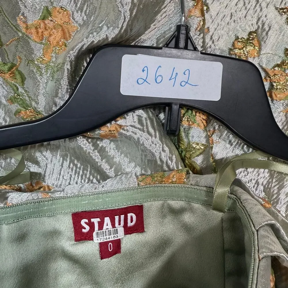 Staud Kennedy jacquard metalic floral midi dress Size 0 - Picture 4 of 12